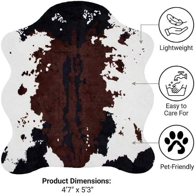 MustMat Faux Cowhide Rug 4'7''×5'3'' Cute and Soft Animal Print Area Rug - Image 3