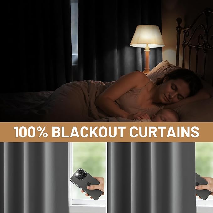Yakamok Blackout Curtains Thermal Insulated Window Treatment Panels Room - Image 5