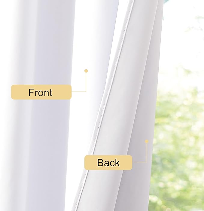 NICETOWN Bedroom 100% Blackout Curtains, 2 Panels, 42 by 63, Snow White - Image 6