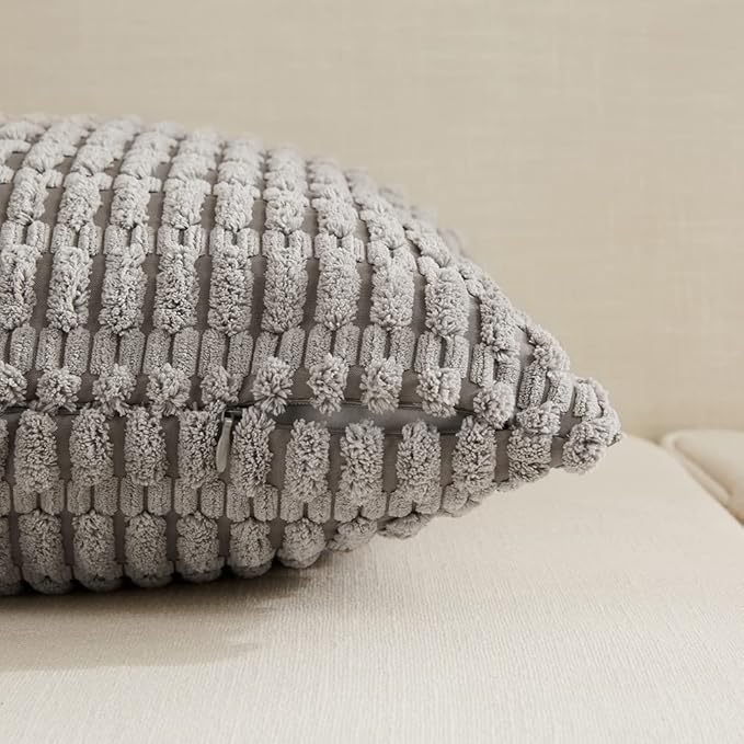 Fancy Homi 4 Packs Grey Decorative Throw Pillow Covers 26x26 Inch - Image 3