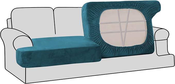 H.VERSAILTEX Stretch Velvet 2 Piece T Cushion Sofa Slipcovers by HVERSAILTEX