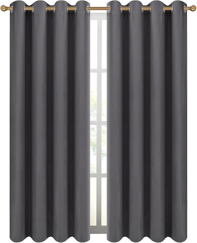 Diraysid Gray Grommet Blackout Curtains - Image 2