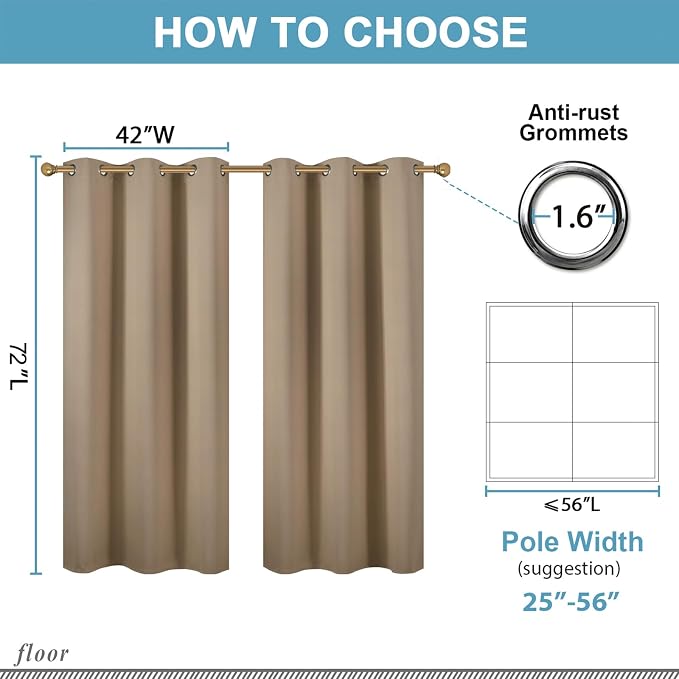 Diraysid Natural Grommet Blackout Curtains - Image 6