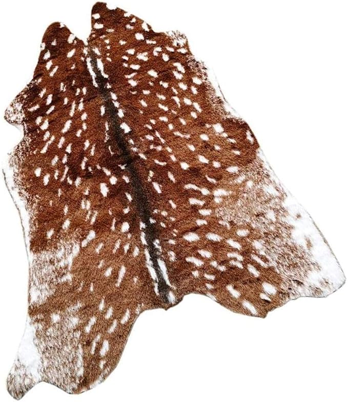 Huichenxing2021FURSTORE Faux Fur Deer Hide Rug, Animal Deer Antelope Print Skin by Huichenxing2021FURSTORE