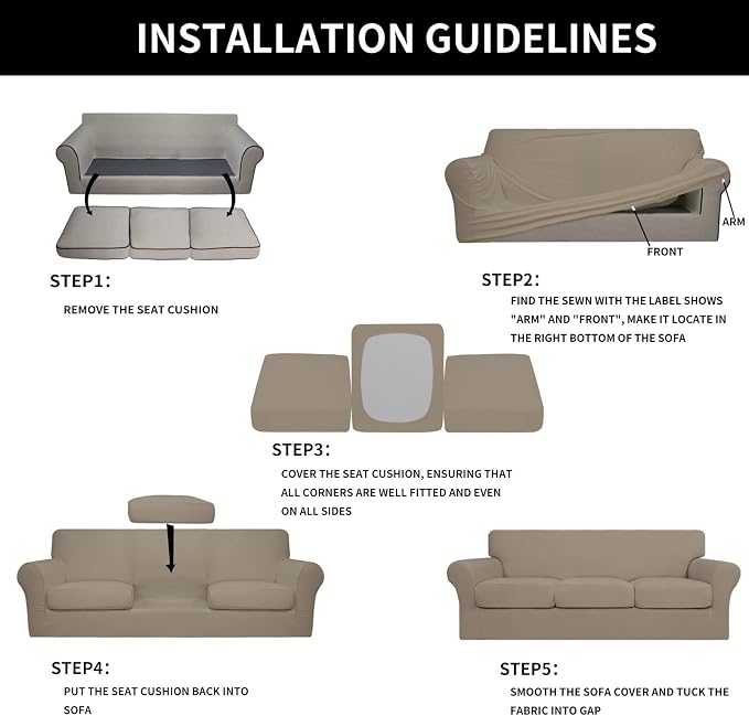 Easy-Going 4 Pieces Stretch Soft Couch Cover - Image 5