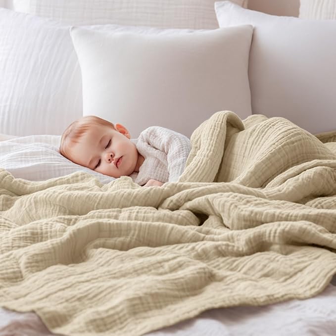 EMME Muslin Baby Blankets 100% Cotton 4-Layer Swaddle 40"x50" Lightweight Soft - Image 3