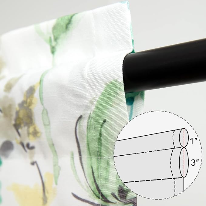 Leeva Bedroom Curtain Valance, Watercolor Flower Printed Decorative Solid - Image 4
