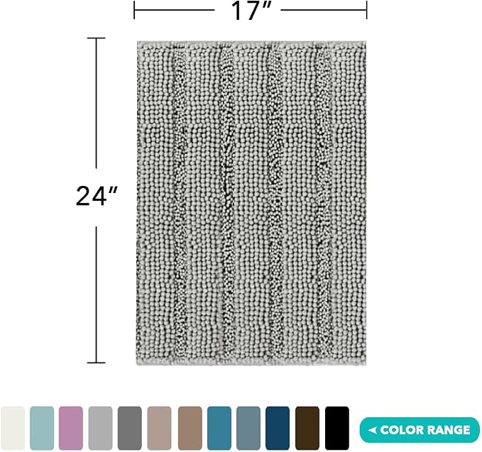Turquoize Chenille Shaggy Non Slip Bath Mat - Image 2