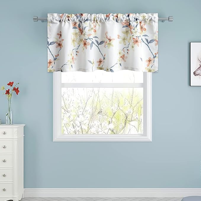 Leeva Rustic Kitchen Curtains Valances, Light Filtering Floral Valances - Image 3