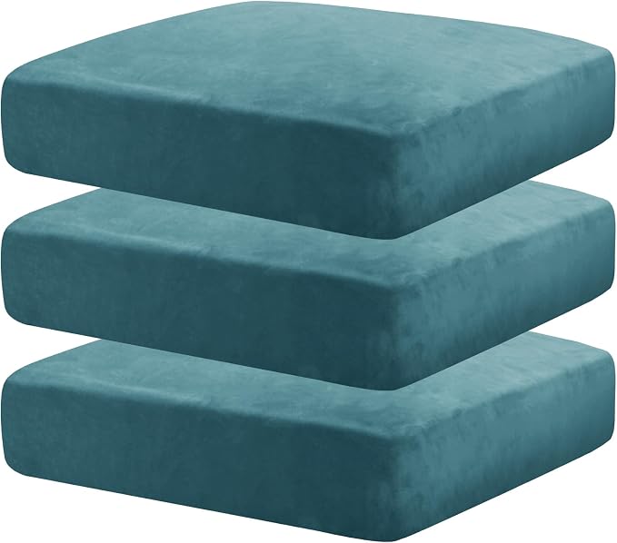 MAXIJIN Velvet Stretch Cushion Covers Fitted Couch Cushion Slipcovers Sofa Seat by MAXIJIN