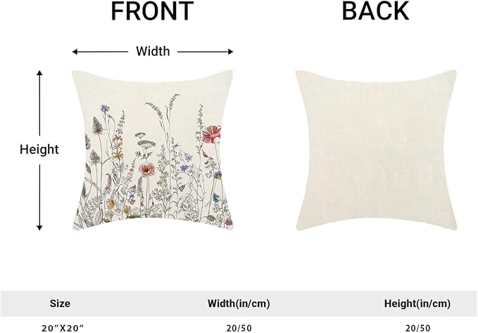 AEIOAE Spring Pillow Covers 20x20 Inch Set of 2, Colorful Seasonal Floral Plant - Image 5