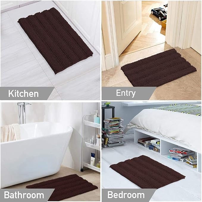 Turquoize Chenille Bath Rugs Shaggy Bathroom Rugs Non Slip Bath Mat - Image 6