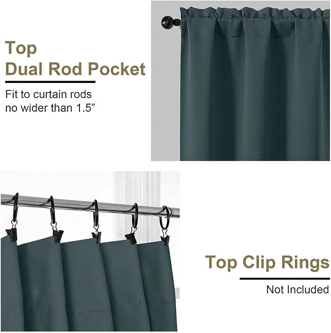 OVZME Dark Green Short Blackout Curtains - Image 4