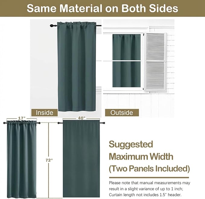 OVZME Dark Green Blackout Curtains - Image 2