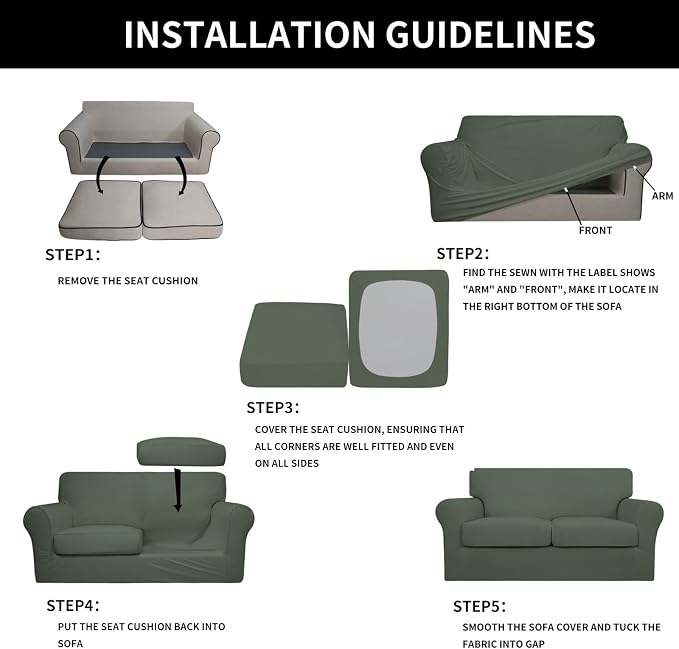 Easy-Going 3 Pieces Stretch Soft Couch Cover - Image 7