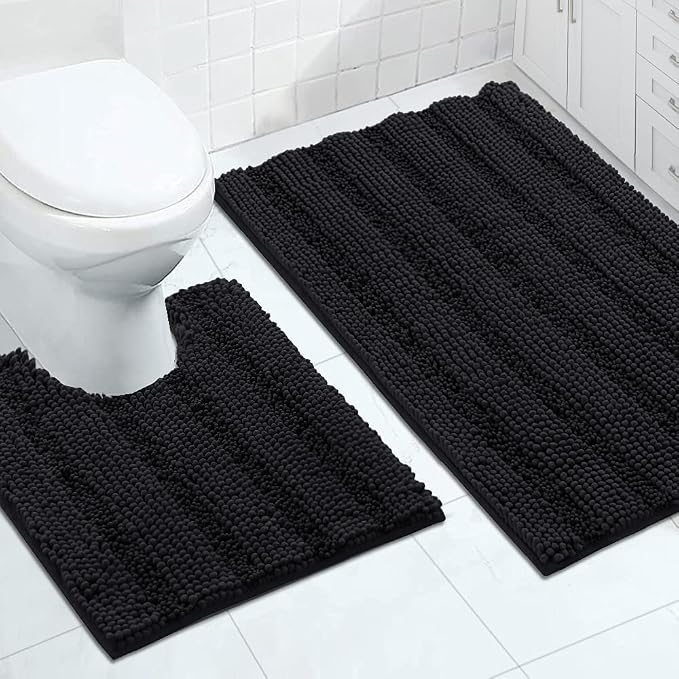 Turquoize Chenille Bathroom Rugs Set Non-Slip Bath Mats by Turquoize