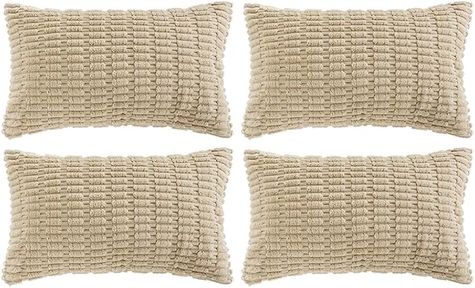 Fancy Homi 4 Packs Tan Decorative Throw Pillow Covers 14x24 Inch by Fancy+Homi