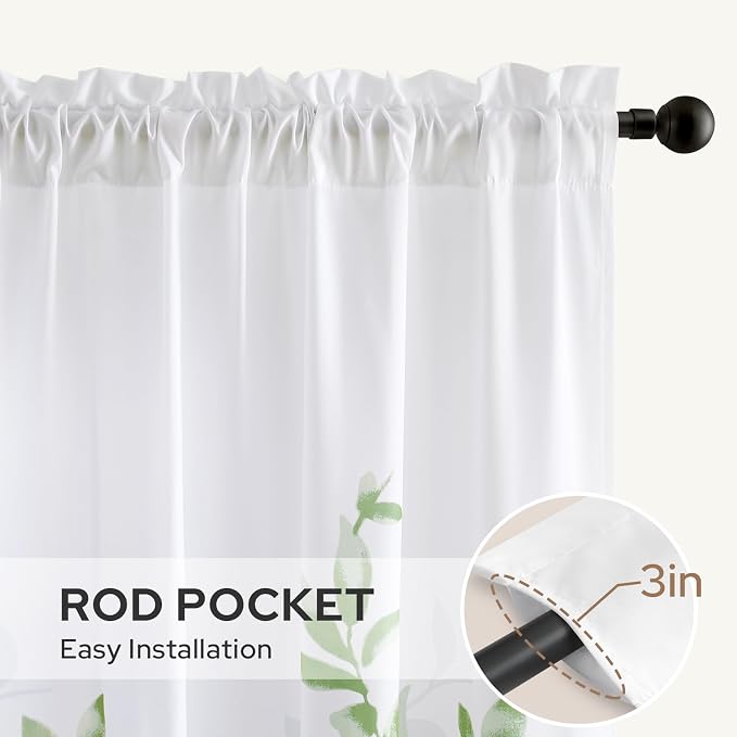 HOMEIDEAS Non-See-Through Sage Green and White Privacy Sheer Curtains 52 X 96 - Image 5