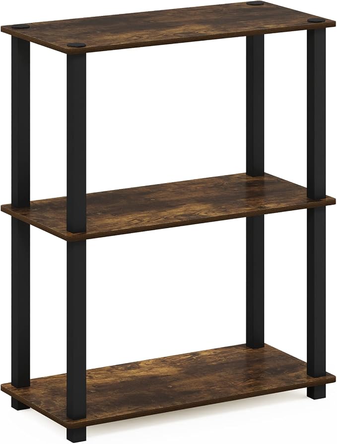 Furinno TURN-S-TUBE Storage Shelves, 3-Tier Book Shelf, Corner Shelf, Toolless - Image 5