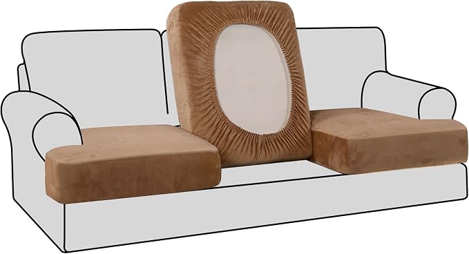 H.VERSAILTEX Stretch Velvet 3 Piece T Cushion Sofa Slipcovers by HVERSAILTEX