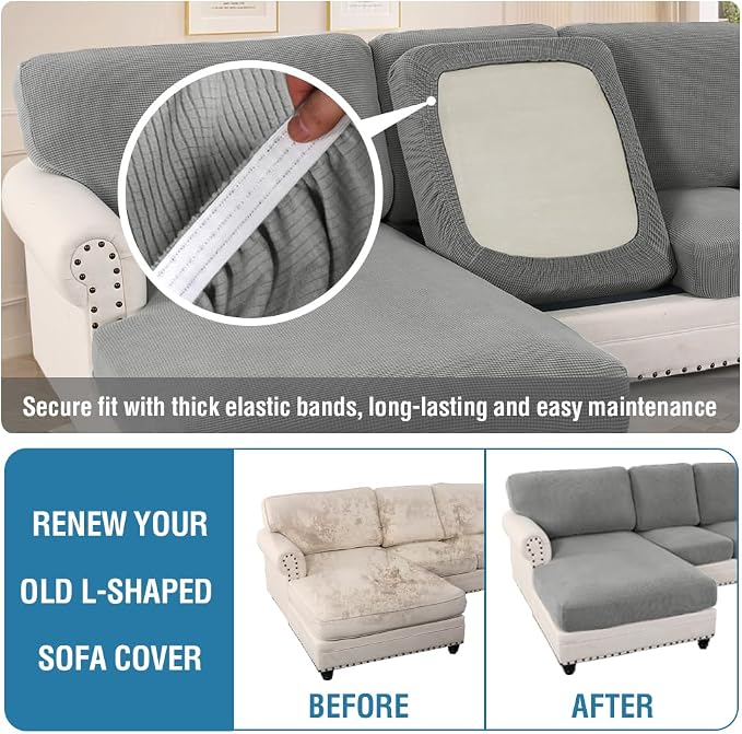 H.VERSAILTEX 2025 New Sectional Couch Covers 8 Pieces Stretch Sofa Covers - Image 6