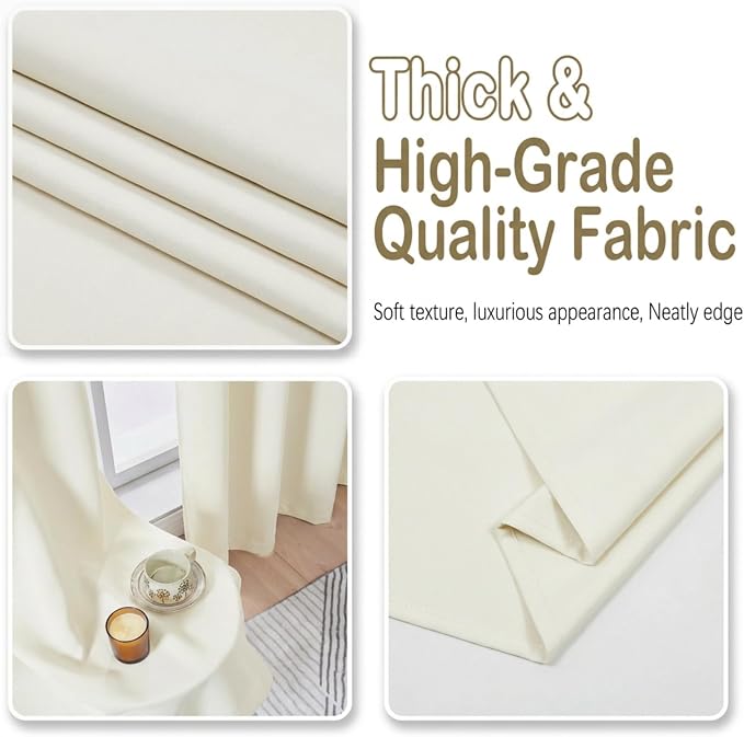 OVZME Ivory Curtains for Bedroom 63 Inch Length 2 Panels, Protect Privacy - Image 7