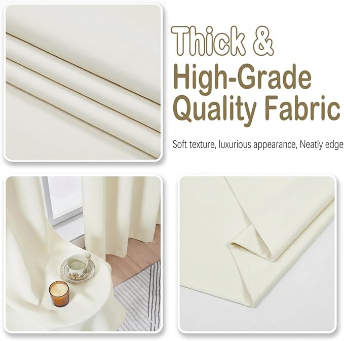 OVZME Ivory Short Curtains for Bedroom 54 Inch Length 2 Panels Set, Light - Image 7