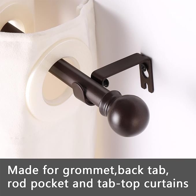 GXOACKJ Curtain Rods for windows 66-120 inch, 5/8 inch Decorative Brown - Image 3