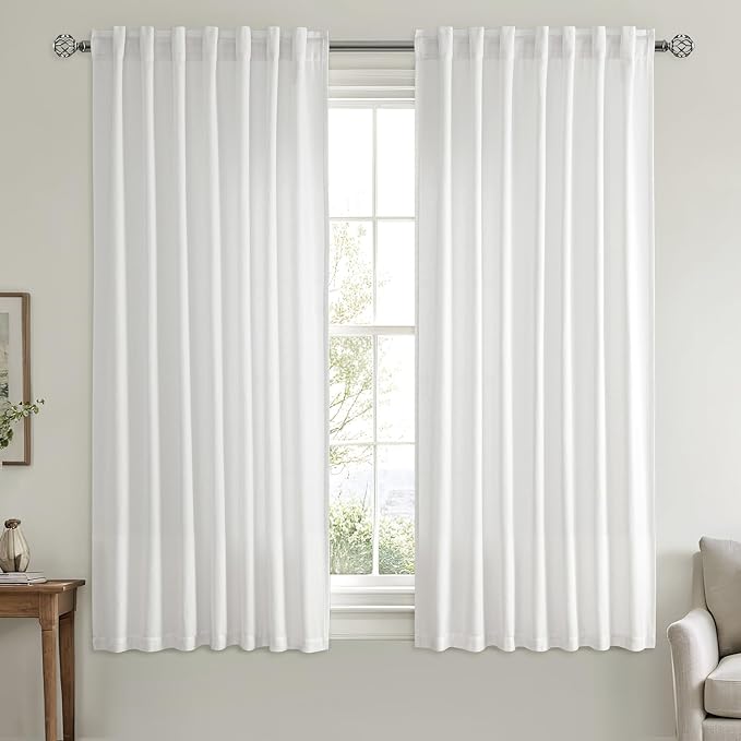 MIULEE Non-See-Through Privacy Linen Curtains 2 Panels, Light Filtering Window - Image 3