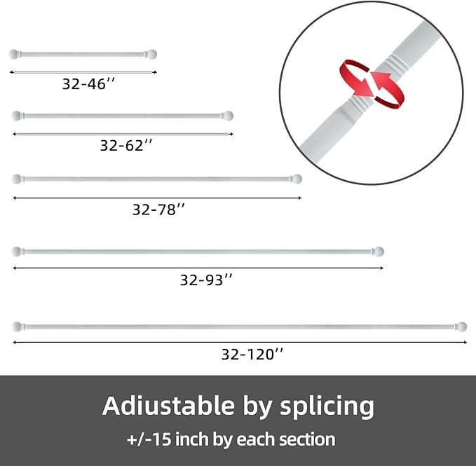GXOACKJ Curtain Rods for windows 28-78 inch, 5/8 inch Decorative White Splicing - Image 6