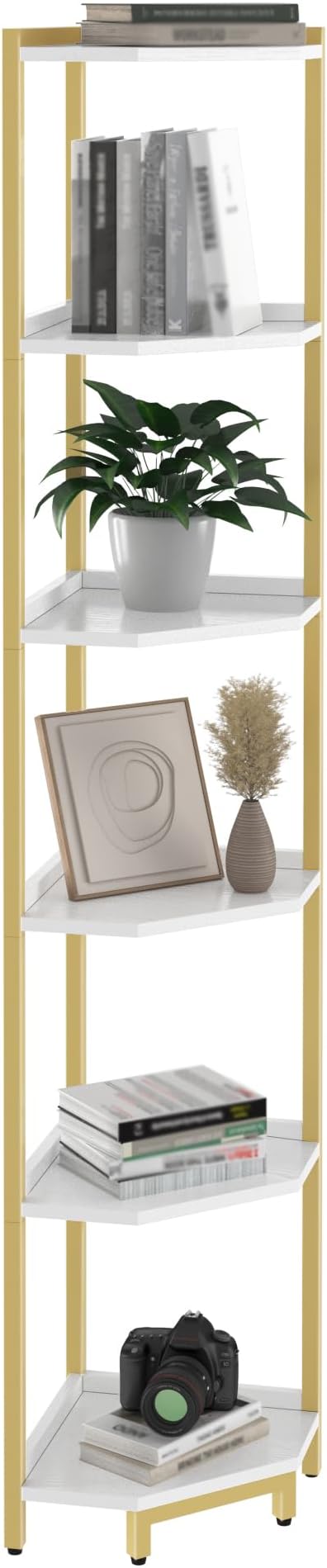 Hzuaneri Corner Shelf Stand, Corner Bookshelf, Storage Standing Shelf Unit - Image 8