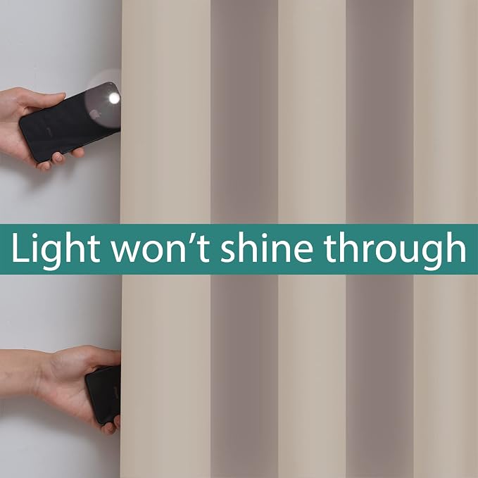 Yakamok 100% Blackout Curtains 63 Inches Long, 2 Thick Layers Heat and Full - Image 3