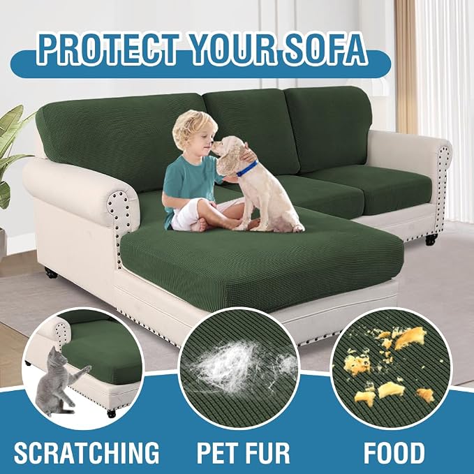 H.VERSAILTEX Sectional Couch Covers 8 Pieces Stretch Sofa Cover - Image 7