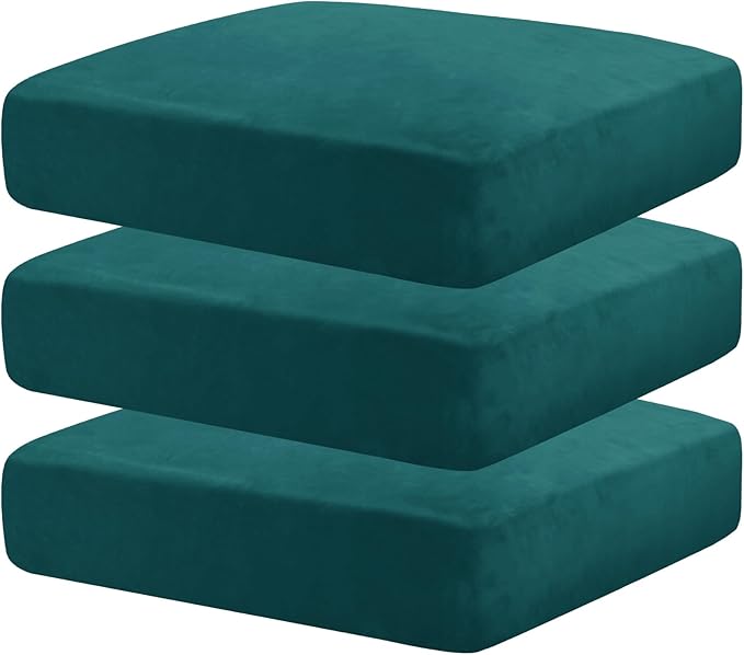 MAXIJIN Velvet Stretch Cushion Covers Fitted Couch Cushion Slipcovers Sofa Seat by MAXIJIN