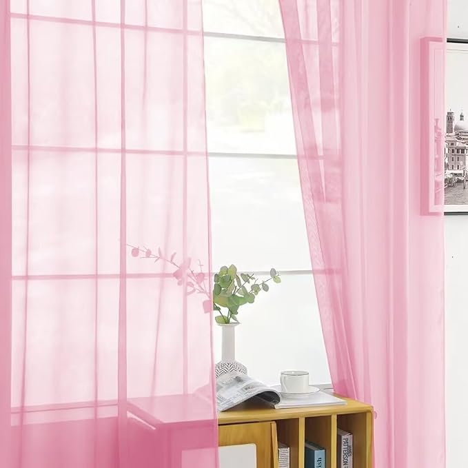 SpaceDresser Sheer Voile Window Treatment Rod Pocket Curtain Panels - Image 8