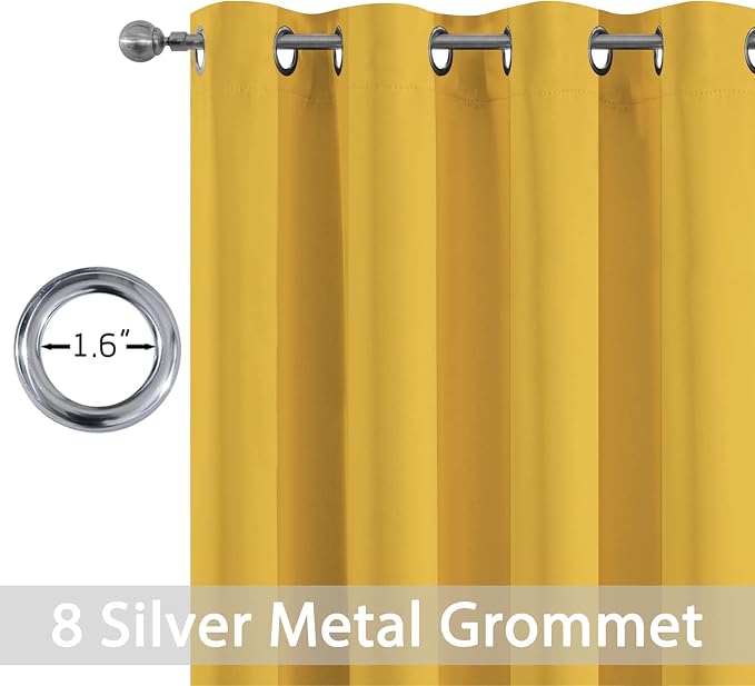 Yakamok Grommet Room Darkening Soft Thermal Insulated Mustard Yellow Blackout - Image 3