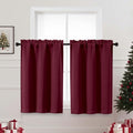 OVZME Christmas Burgundy Kitchen Curtains 36 Inch Length, Thick Solid Small by OVZME