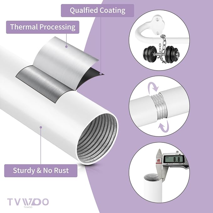 TVWOO 2 Pack Wrap Around Curtain Rods, 5/8 Inch Adjustable Blackout Curtain Rod - Image 4