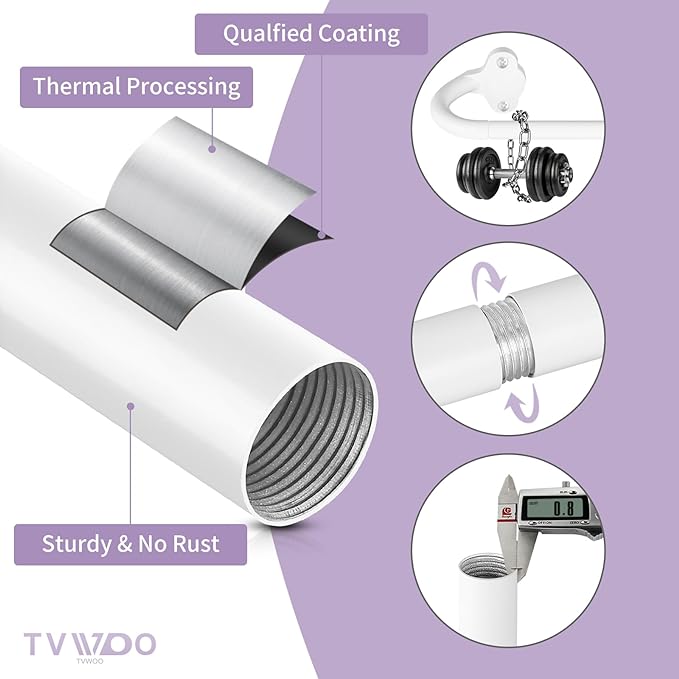TVWOO Wrap Around Curtain Rods, 5/8 Inch Adjustable Blackout Curtain Rod - Image 4