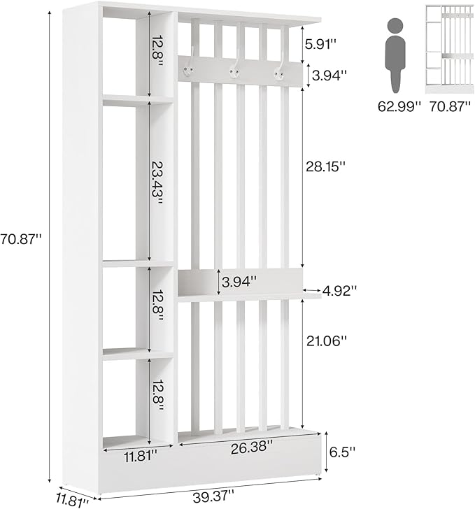 Tribesigns Wall Room Divider, Wood Freestanding Room Divider Bookcase - Image 7