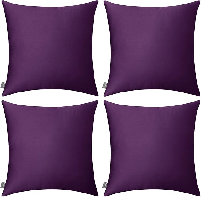 4-Pack 100% Cotton Comfortable Solid Decorative Throw Pillow Case, Thmyo Square by Thmyo