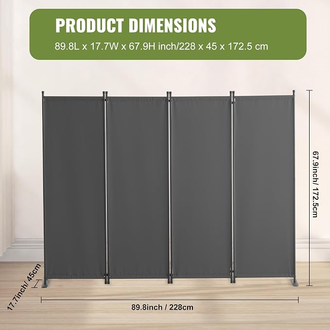 VEVOR Room Divider, 4 Panel Room Dividers and Folding Privacy Screens, Fabric - Image 7