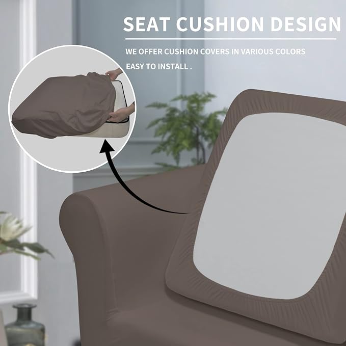 Easy-Going 2 Pieces Microfiber Stretch Chair Slipcover – Spandex Soft Fitted - Image 3