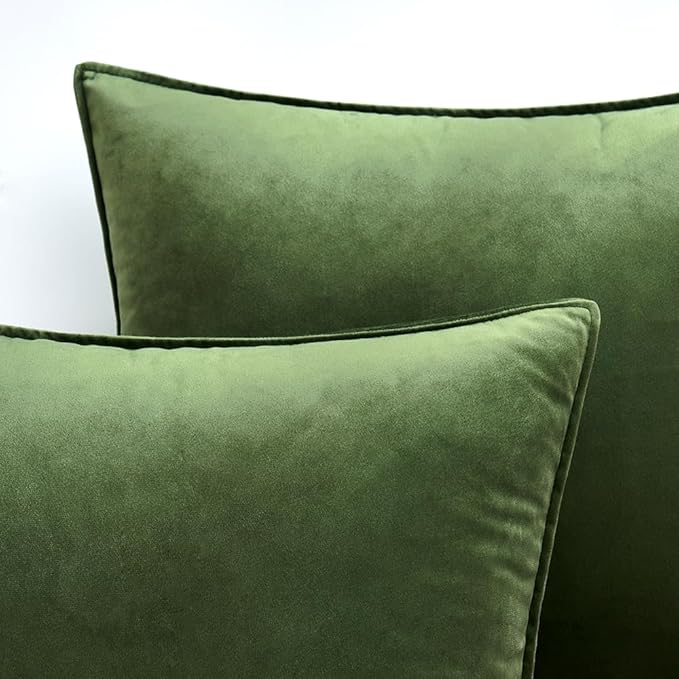 MIULEE Moss Green Velvet Throw Pillow Covers 16x16 Soft Decorative Solid Square - Image 3