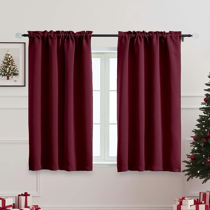 OVZME Christmas Burgundy Blackout Curtains by OVZME