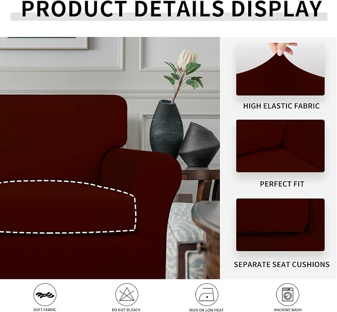 Easy-Going 2 Pieces Microfiber Stretch Chair Slipcover – Spandex Soft Fitted - Image 4