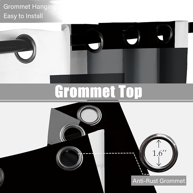 Tyrot Black Grey 100% Blackout Curtains - Image 7