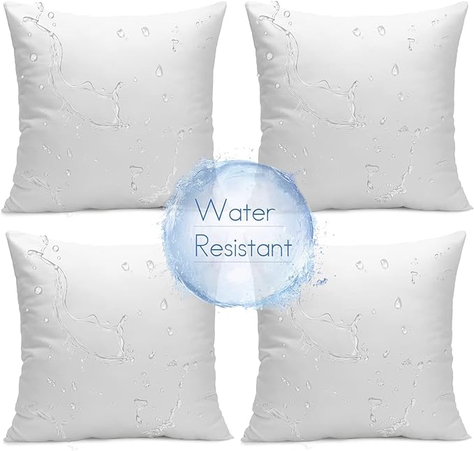 Ashler 16 x 16 Outdoor Pillow Inserts Set of 4 Water Resistant Throw Pillow by AshlerHomeDeco