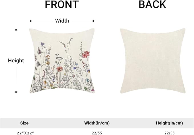 AEIOAE Spring Pillow Covers 22x22 Inch Set of 2, Colorful Seasonal Floral Plant - Image 5