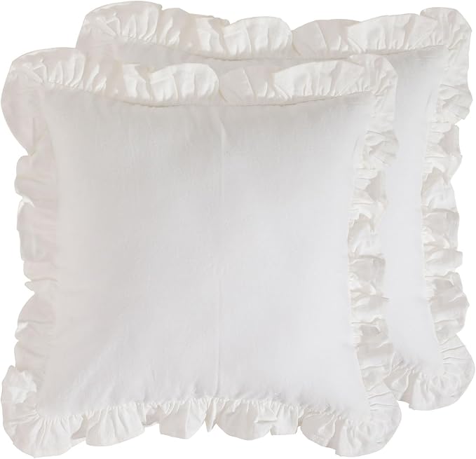 patdrea White Shabby Chic Decorative Throw Pillow Covers 18"x18" Set of 2 by patdrea